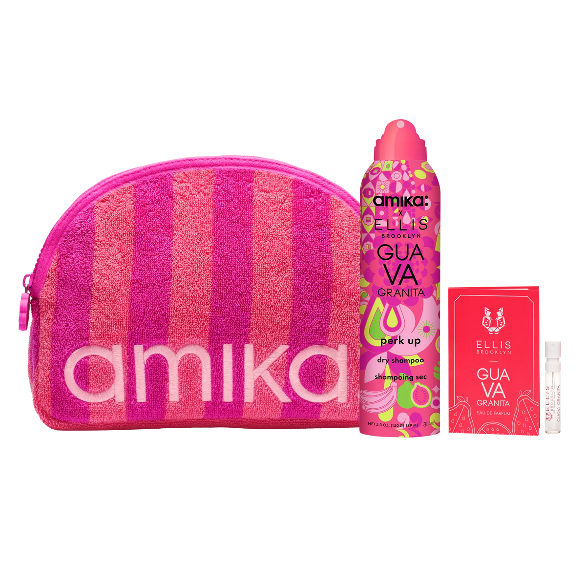 amika x Ellis Brooklyn limited-edition perk up GUAVA GRANITA dry shampoo bundle set