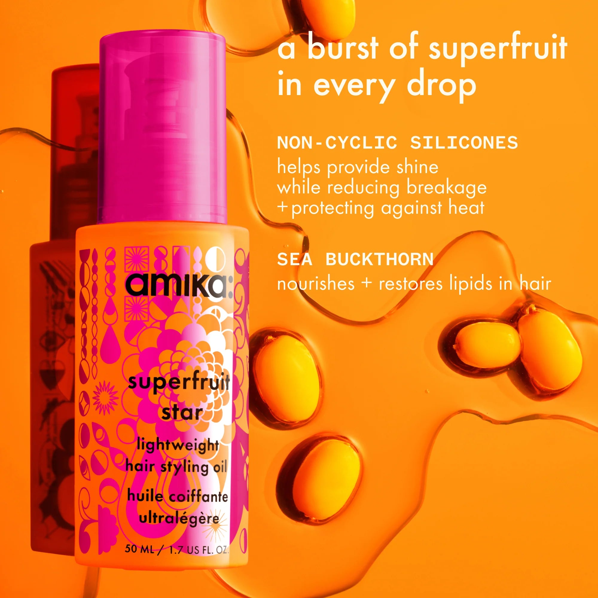 superfruit star lightweight hair styling + heat defense oil - 1.7 oz / 50 ml