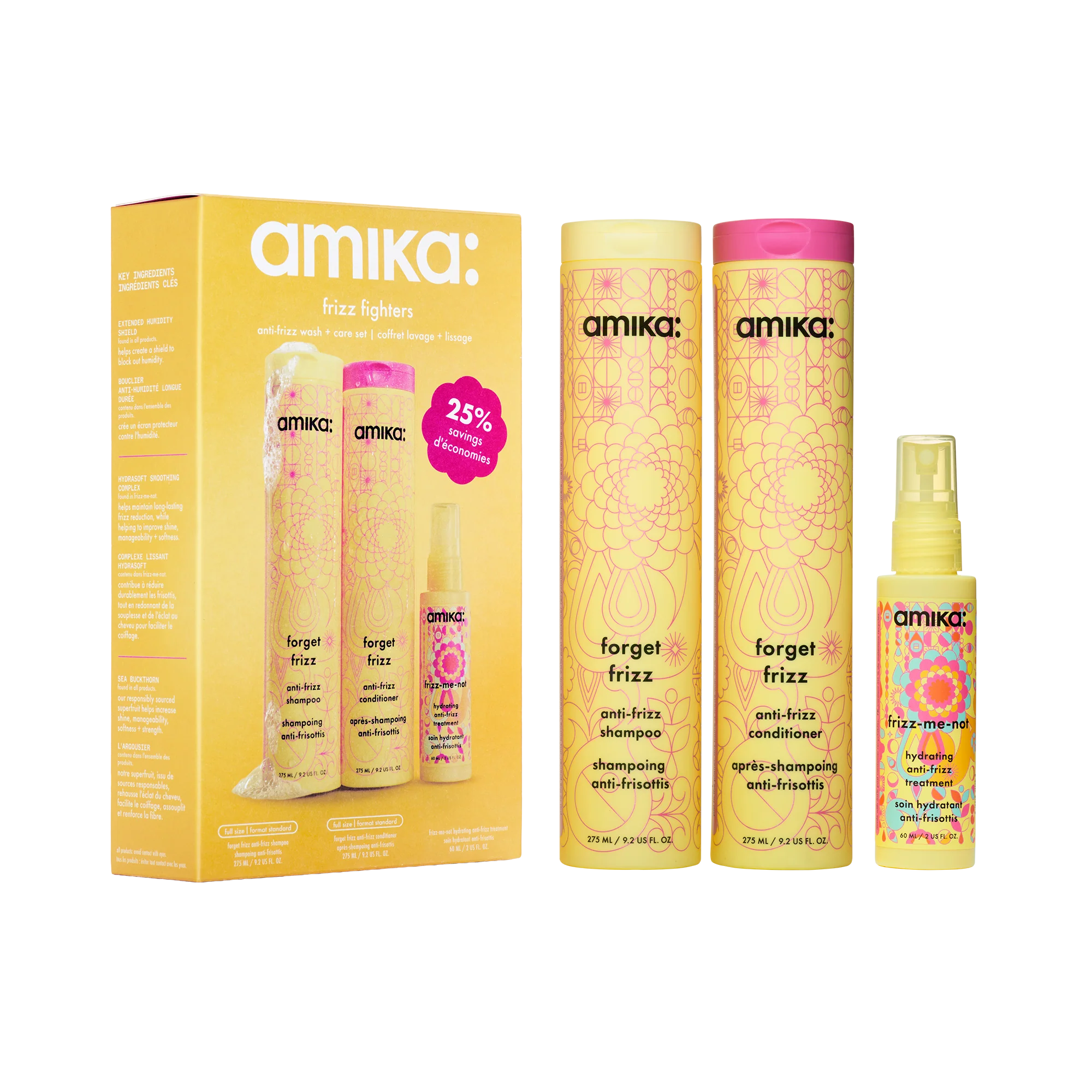frizz fighters set anti-frizz shampoo, conditioner + treatment